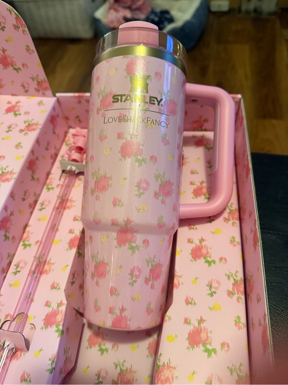 Stanley Pink Floral Insulated Travel Mug - Picture 1 of 3